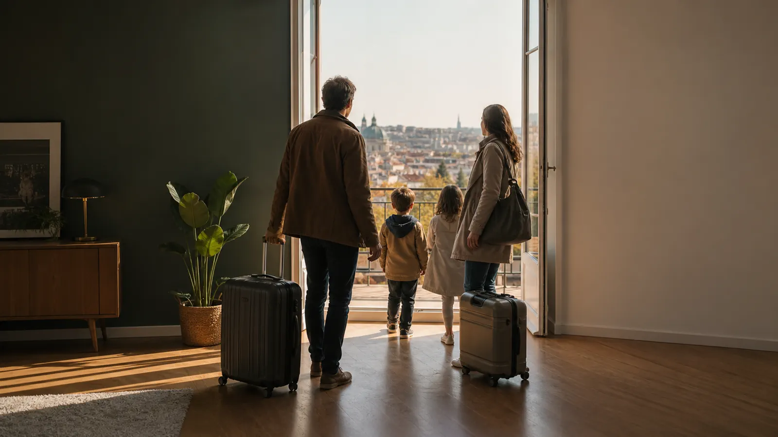 Famille s’installant dans une nouvelle ville à l’étranger