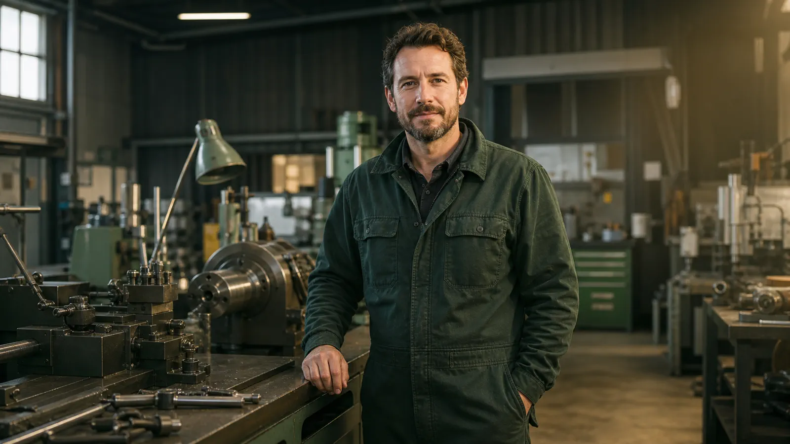 Technicien dans un atelier équipé de machines