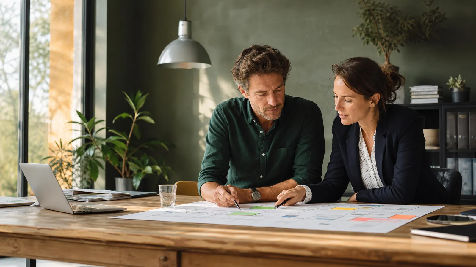 Dirigeante analysant les risques de son entreprise