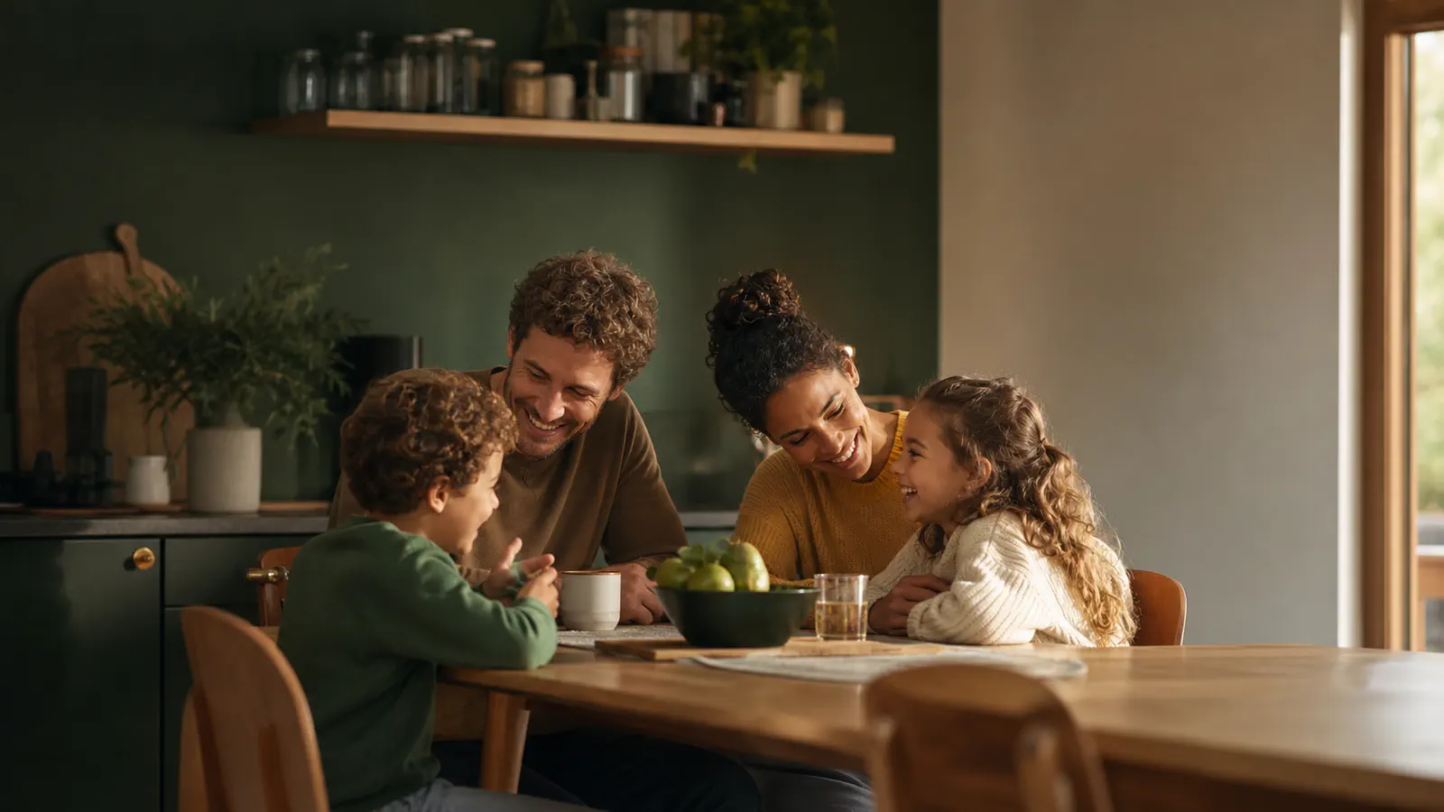Parents et enfants partageant un moment à la maison